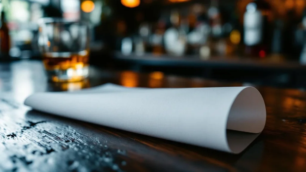 Crumpled receipt on dark table