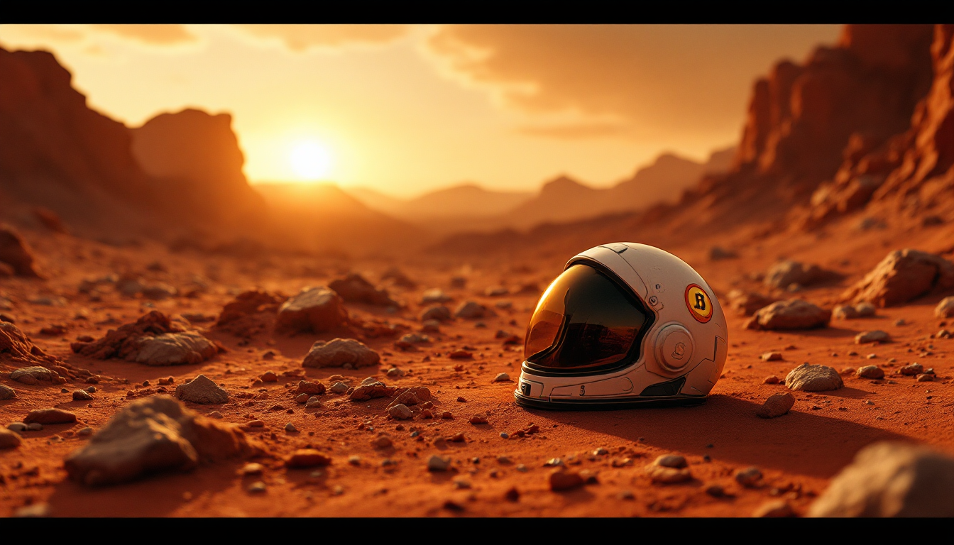 An abandoned Shiba Inu plush on the surface of Mars — the Dogecoin dream that never arrived