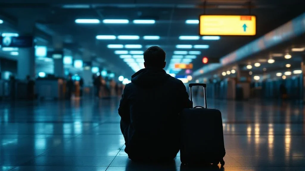 Traveler waiting at an airport — the reality when a fraudulently purchased ticket gets cancelled